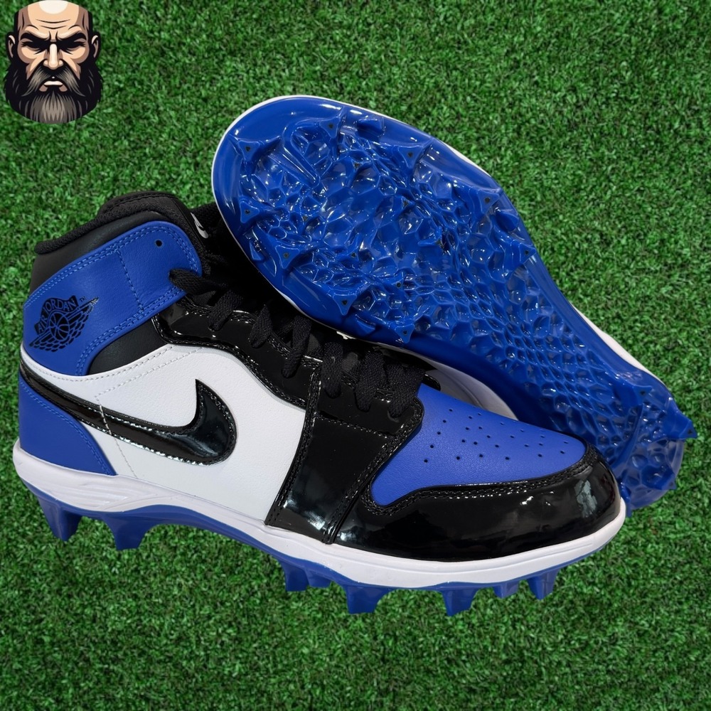 Nike Air Jordan 1 Mid Td Game Royal Blue Football Cleats FJ6805-401 Men Size 10